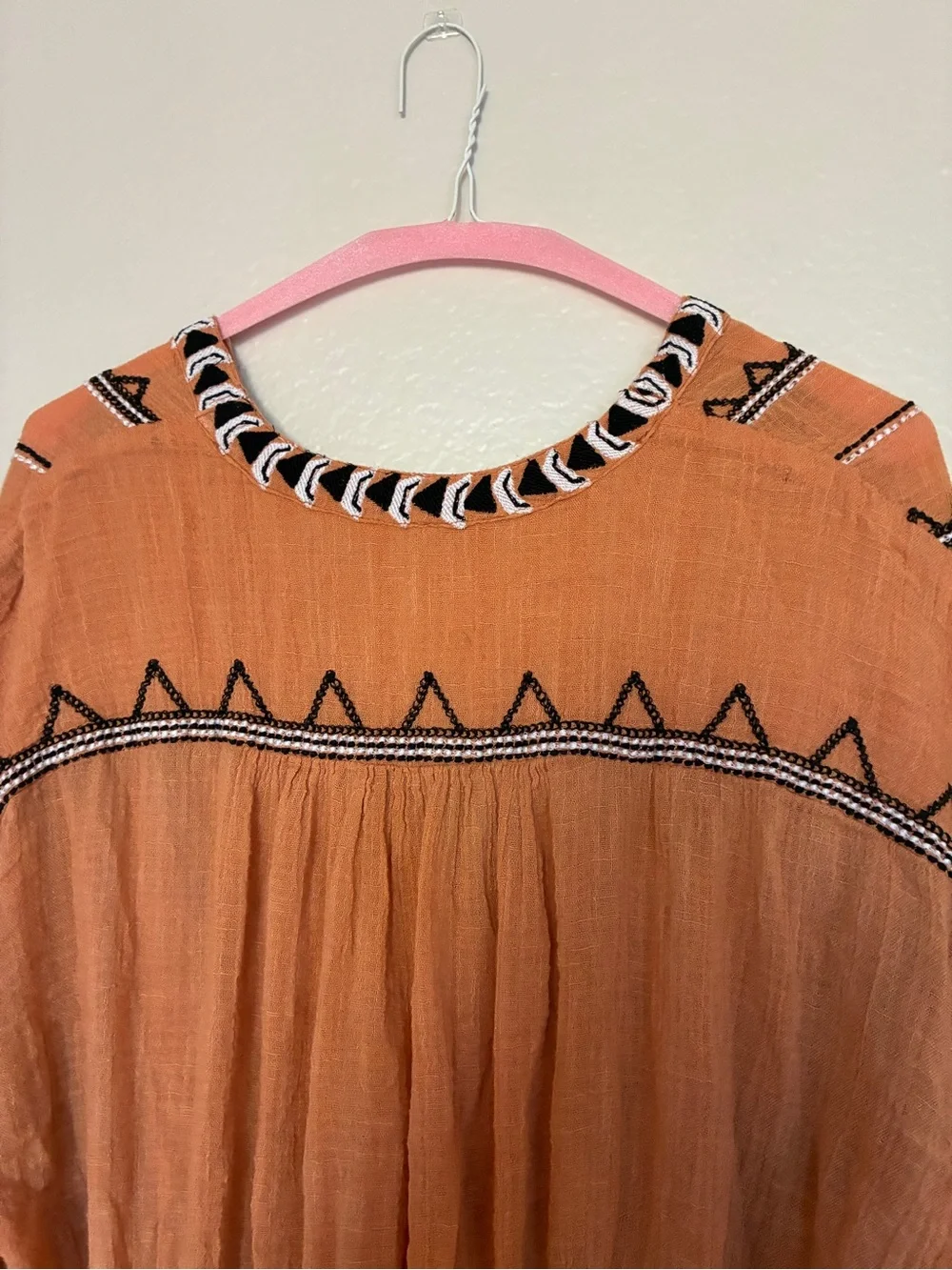 Free People Revolve Saffron Embroidered Tunic in Terracotta Boho Peasant Tunic - Picture 10 of 14